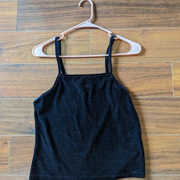 Black velvet square neck tank top - Picture 2 of 2